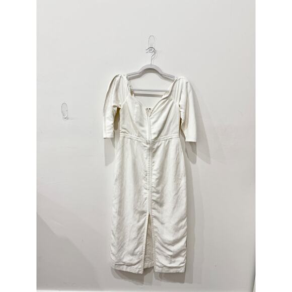 Mara Hoffman Leonara Linen Blend Off-the-Shoulder A-Line Midi Dress White Small - Picture 3 of 6